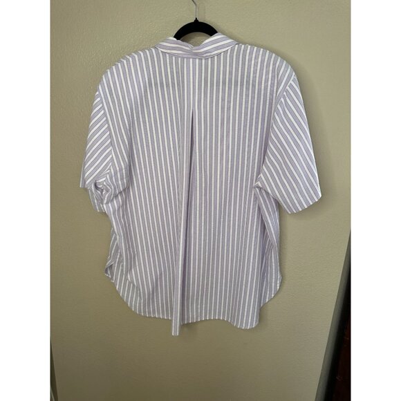 Vintage Top Notch‎ Womens Purple Blouse 44 short sleeve striped button polyester - Picture 5 of 6